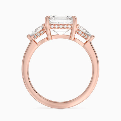 3.50 Asscher Kesim Hidden Halo Tasarım Tektaş Laboratuvar Pırlanta Yüzük - Nilora