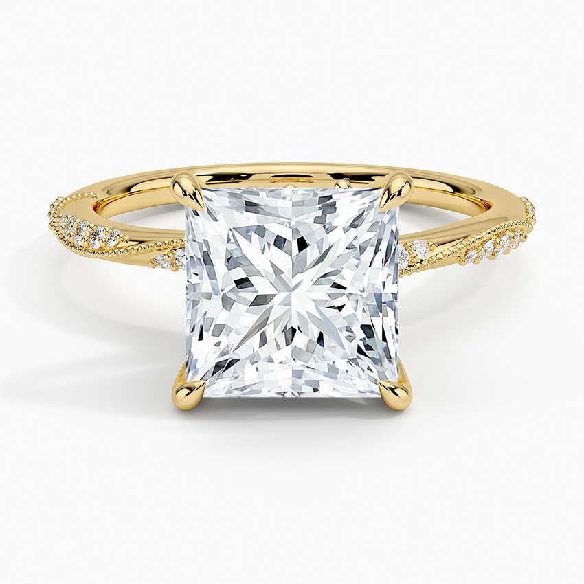3.25 Karat Prenses Kesim Hidden Halo Tasarım Tektaş Laboratuvar Pırlanta Yüzük 18K  - Melora - Bold Diamonds