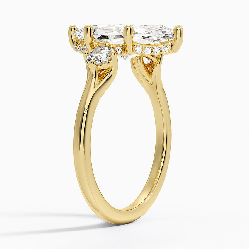3.50 Marquise Kesim Hidden Halo Tasarım Tektaş Laboratuvar Pırlanta Yüzük 18K - Milora