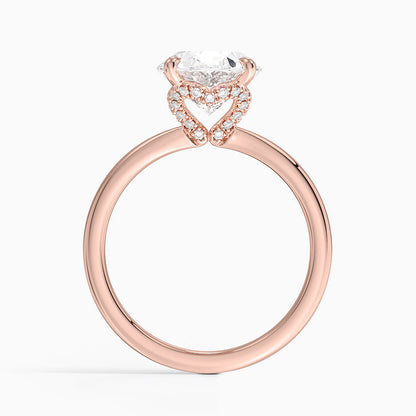 3.15 Oval Kesim Hidden Halo Tasarım Tektaş Laboratuvar Pırlanta Yüzük - Vilora