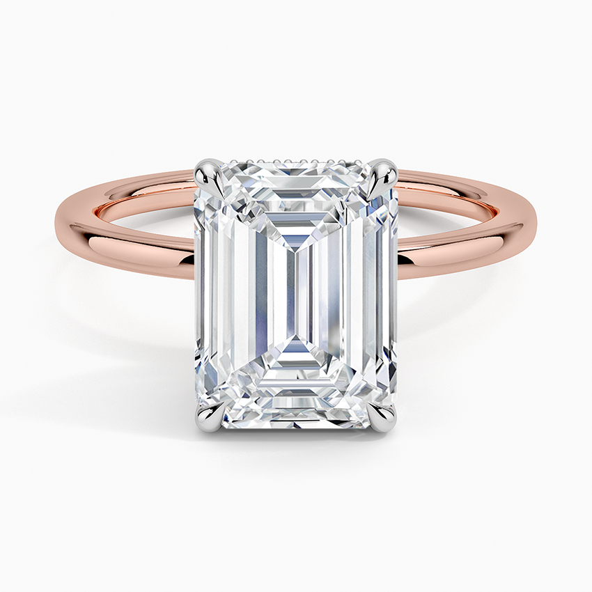 3.10 Karat Emerald Kesim Hidden Halo Tasarım Tektaş Laboratuvar Pırlanta Yüzük 18K  - Elora - Bold Diamonds
