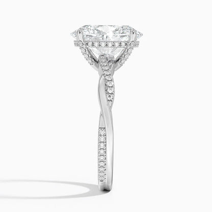 3.25 Karat Oval Kesim Hidden Halo Tasarım Tektaş Laboratuvar Pırlanta Yüzük 18K  - Talora