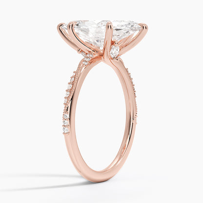 3.25 Karat Marquise Kesim Hidden Halo Tasarım Tektaş Laboratuvar Pırlanta Yüzük 18K  - Melora