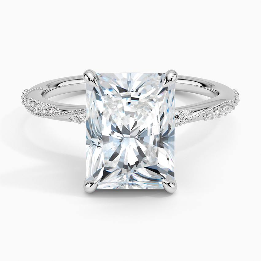 3.25 Karat Radiant Kesim Hidden Halo Tasarım Tektaş Laboratuvar Pırlanta Yüzük 18K  - Melora