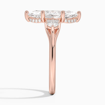3.50 Marquise Kesim Hidden Halo Tasarım Tektaş Laboratuvar Pırlanta Yüzük 18K - Milora
