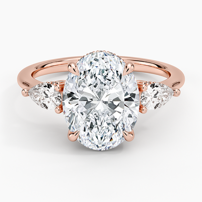 3.50 Oval Kesim Hidden Halo Tasarım Tektaş Laboratuvar Pırlanta Yüzük - Nilora