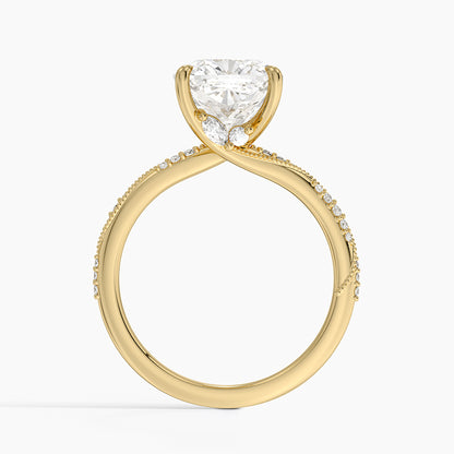 3.25 Karat Cushion Kesim Hidden Halo Tasarım Tektaş Laboratuvar Pırlanta Yüzük 18K  - Melora