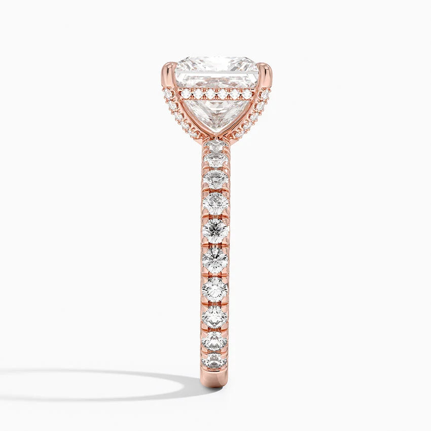 3.75 Karat Prenses Kesim Hidden Halo Tasarım Tektaş Laboratuvar Pırlanta Yüzük 18K  - Selora - Bold Diamonds