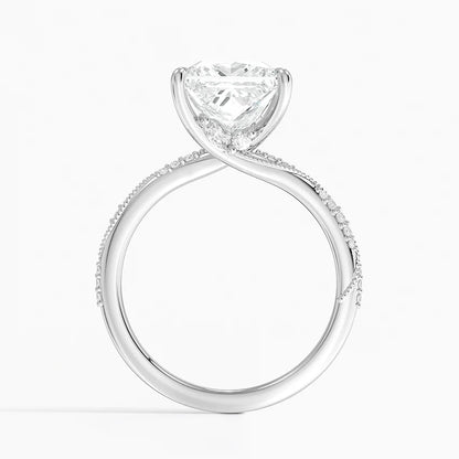 3.25 Karat Prenses Kesim Hidden Halo Tasarım Tektaş Laboratuvar Pırlanta Yüzük 18K  - Melora