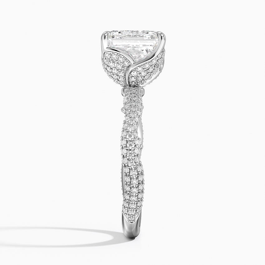 3.75 Karat Asscher Kesim Hidden Halo Tasarım Tektaş Laboratuvar Pırlanta Yüzük - Sorrento