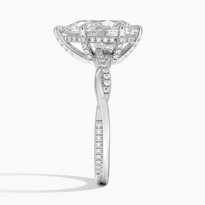 3.25 Karat Damla Kesim Hidden Halo Tasarım Tektaş Laboratuvar Pırlanta Yüzük 18K  - Talora