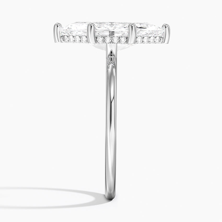 3.10 Marquise Kesim Hidden Halo Tasarım Tektaş Laboratuvar Pırlanta Yüzük - Melara