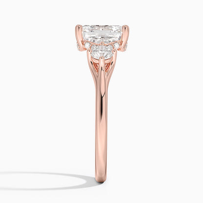 3.50 Asscher Kesim Hidden Halo Tasarım Tektaş Laboratuvar Pırlanta Yüzük 18K - Milora