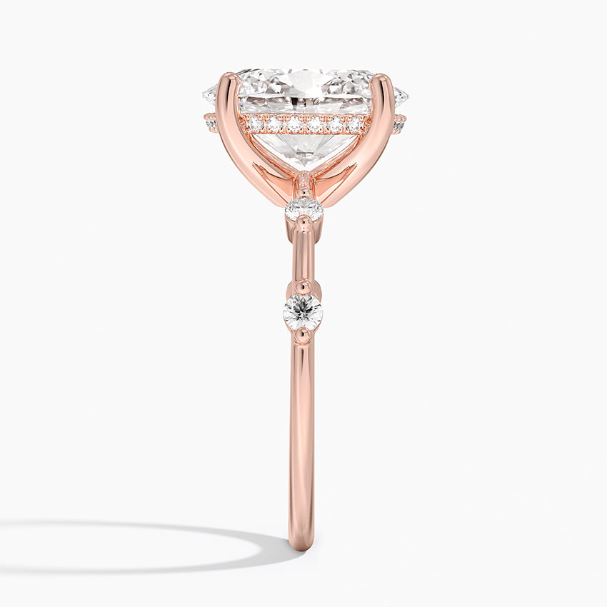 3.20 Oval Kesim Hidden Halo Tasarım Tektaş Laboratuvar Pırlanta Yüzük - Zelora