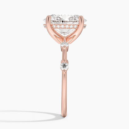 3.20 Oval Kesim Hidden Halo Tasarım Tektaş Laboratuvar Pırlanta Yüzük - Zelora