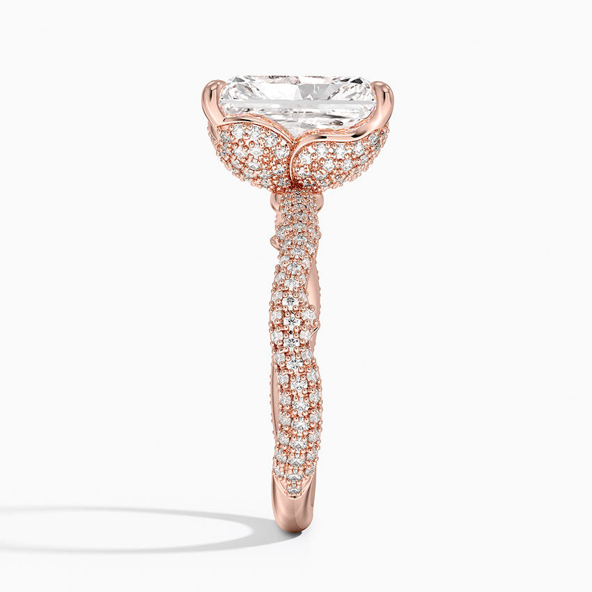 3.75 Karat Radiant Kesim Hidden Halo Tasarım Tektaş Laboratuvar Pırlanta Yüzük - Sorrento