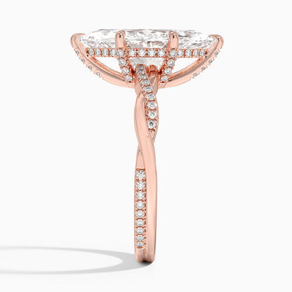 3.25 Karat Marquise Kesim Hidden Halo Tasarım Tektaş Laboratuvar Pırlanta Yüzük 18K  - Talora