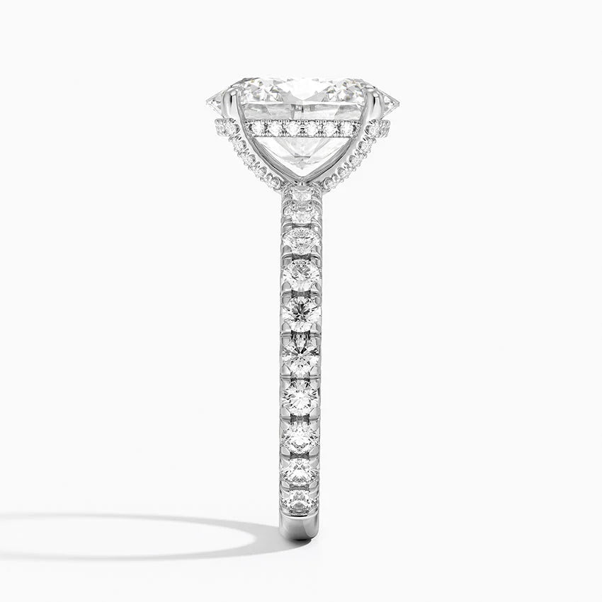 3.75 Karat Oval Kesim Hidden Halo Tasarım Tektaş Laboratuvar Pırlanta Yüzük 18K  - Selora - Bold Diamonds