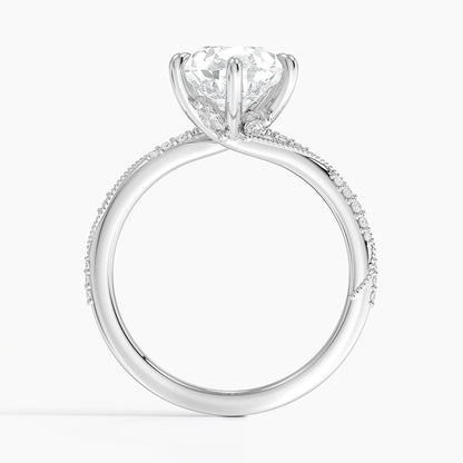 3.25 Karat Damla Kesim Hidden Halo Tasarım Tektaş Laboratuvar Pırlanta Yüzük 18K  - Melora