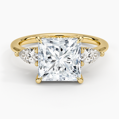 3.50 Prenses Kesim Hidden Halo Tasarım Tektaş Laboratuvar Pırlanta Yüzük - Nilora