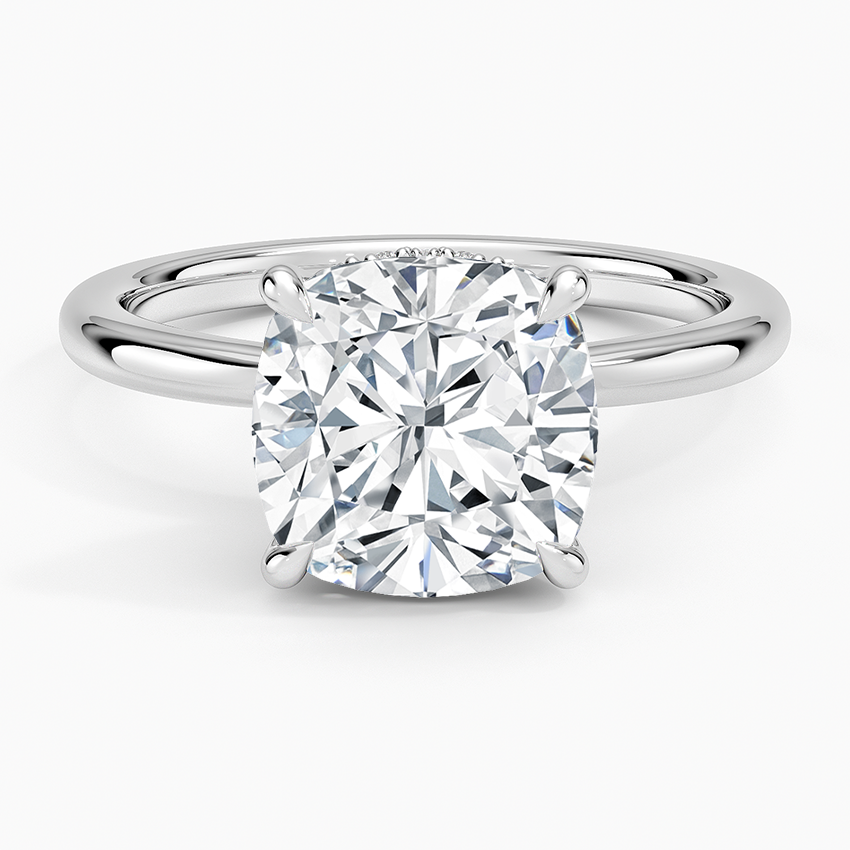 3.15 Cushion Kesim Hidden Halo Tasarım Tektaş Laboratuvar Pırlanta Yüzük - Vilora