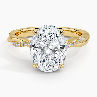3.25 Karat Oval Kesim Hidden Halo Tasarım Tektaş Laboratuvar Pırlanta Yüzük 18K  - Talora