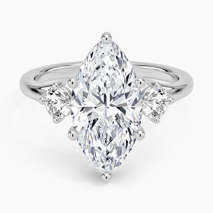 3.50 Marquise Kesim Hidden Halo Tasarım Tektaş Laboratuvar Pırlanta Yüzük 18K - Milora