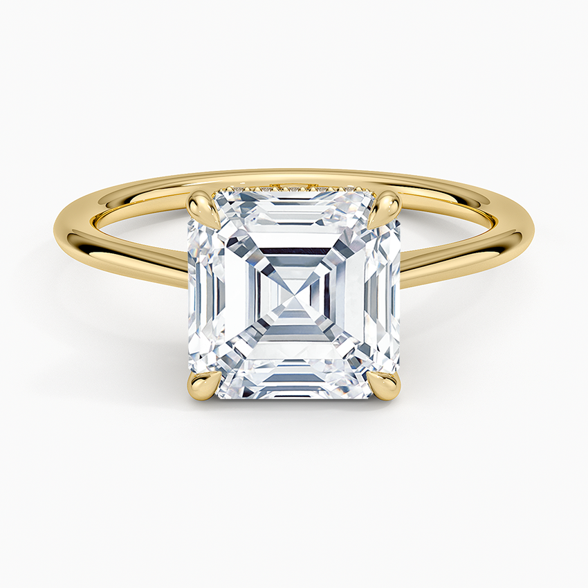 3.10 Karat Asscher Kesim Hidden Halo Tasarım Tektaş Laboratuvar Pırlanta Yüzük - Monaco