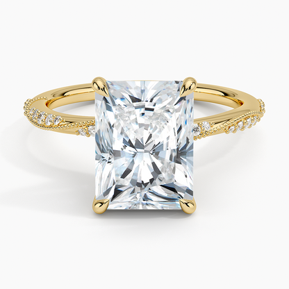 3.25 Karat Radiant Kesim Hidden Halo Tasarım Tektaş Laboratuvar Pırlanta Yüzük 18K  - Melora