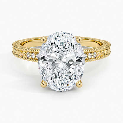 3.15 Oval Kesim Hidden Halo Tasarım Tektaş Laboratuvar Pırlanta Yüzük  - Silora