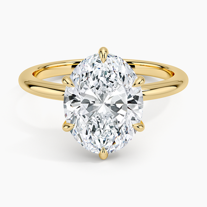 3.10 Oval Kesim Hidden Halo Tasarım Tektaş Laboratuvar Pırlanta Yüzük - Eylora