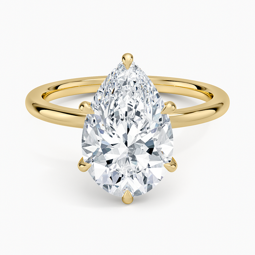 Altı Tırnak 3.15 Karat Damla Kesim Hidden Halo Tasarım Tektaş Laboratuvar Pırlanta Yüzük - Delora - Bold Diamonds