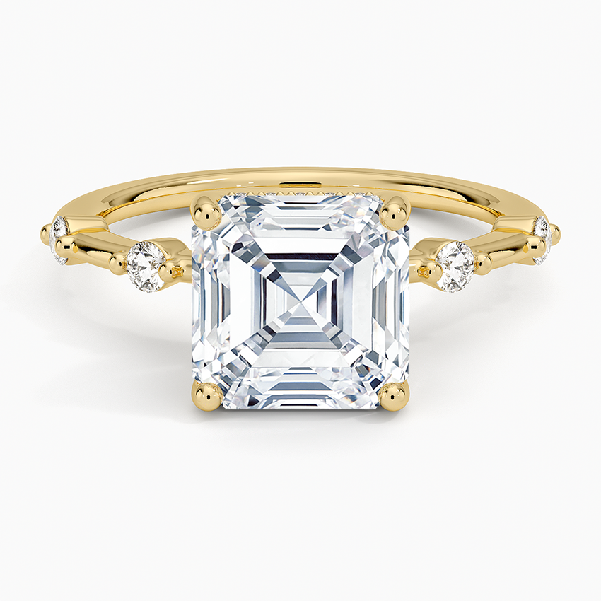 3.20 Karat Asscher Kesim Hidden Halo Tasarım Tektaş Laboratuvar Pırlanta Yüzük - Nice