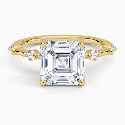 3.20 Asscher Kesim Hidden Halo Tasarım Tektaş Laboratuvar Pırlanta Yüzük - Zelora