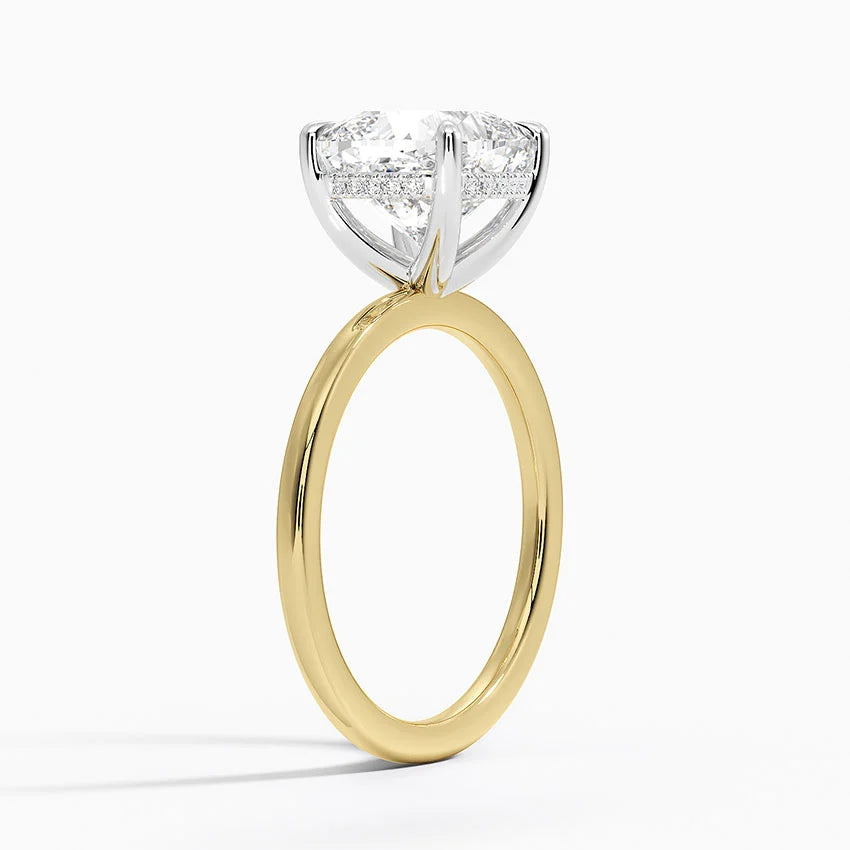 3.10 Karat Cushion Kesim Hidden Halo Tasarım Tektaş Laboratuvar Pırlanta Yüzük 18K  - Elora