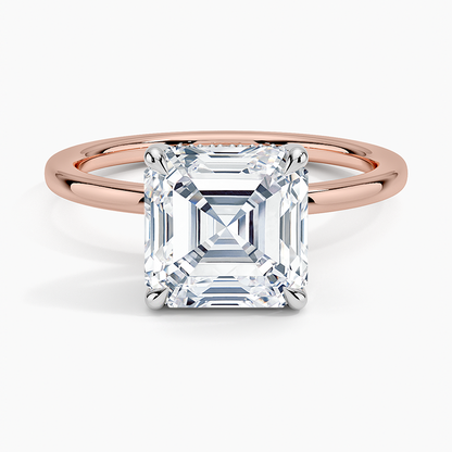 3.10 Karat Asscher Kesim Hidden Halo Tasarım Tektaş Laboratuvar Pırlanta Yüzük 18K  - Elora - Bold Diamonds