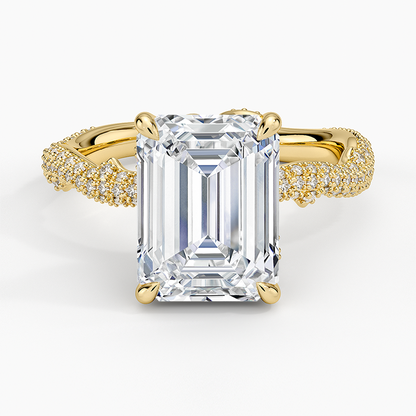 3.75 Emerald Kesim Hidden Halo Tasarım Tektaş Laboratuvar Pırlanta Yüzük - Filara