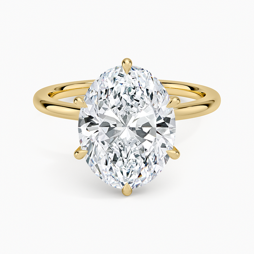 Altı Tırnak 3.15 Karat Oval Kesim Hidden Halo Tasarım Tektaş Laboratuvar Pırlanta Yüzük - Delora - Bold Diamonds