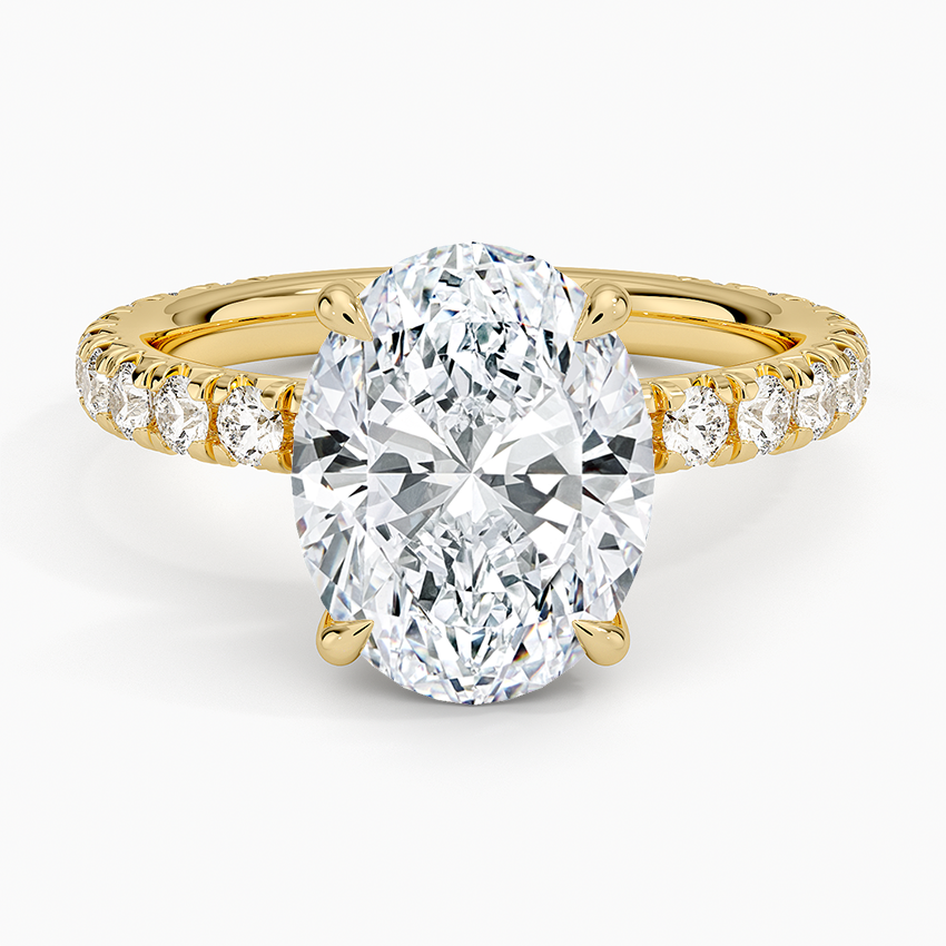 3.75 Karat Oval Kesim Hidden Halo Tasarım Tektaş Laboratuvar Pırlanta Yüzük 18K  - Selora - Bold Diamonds