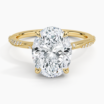 3.25 Karat Oval Kesim Hidden Halo Tasarım Tektaş Laboratuvar Pırlanta Yüzük 18K  - Melora