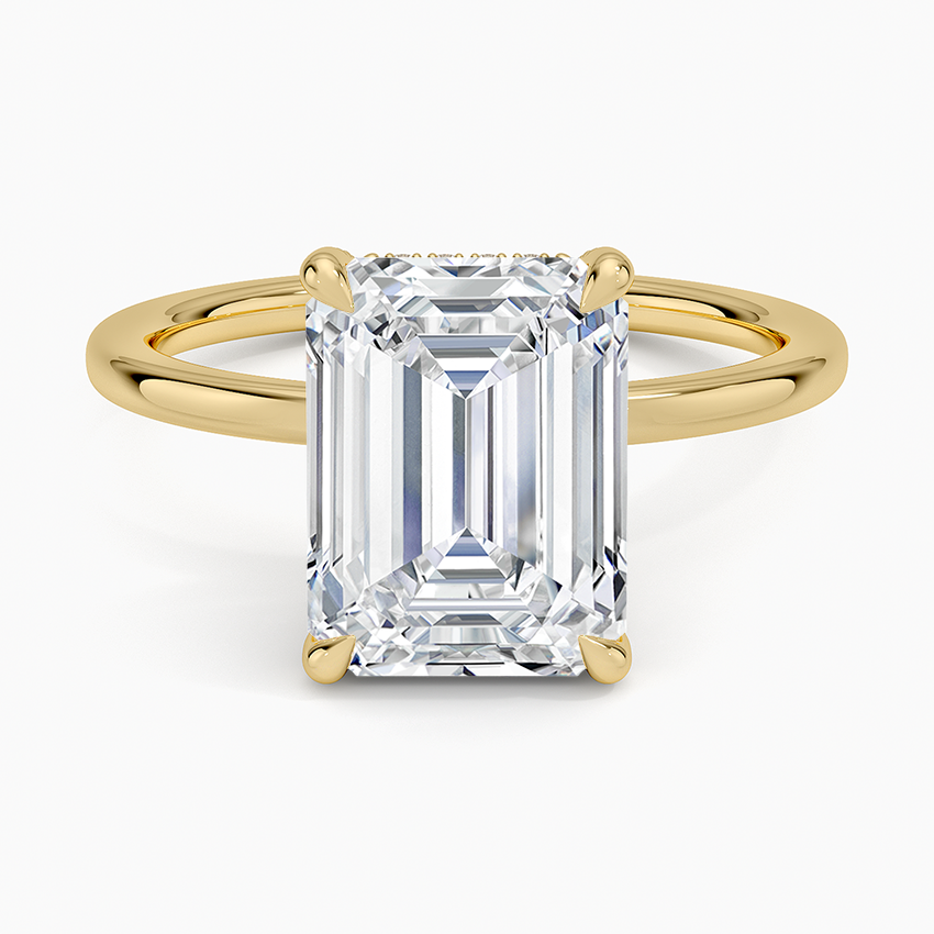 3.15 Karat Emerald Kesim Hidden Halo Tasarım Tektaş Laboratuvar Pırlanta Yüzük - Gilora - Bold Diamonds