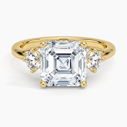 3.50 Asscher Kesim Hidden Halo Tasarım Tektaş Laboratuvar Pırlanta Yüzük 18K - Milora