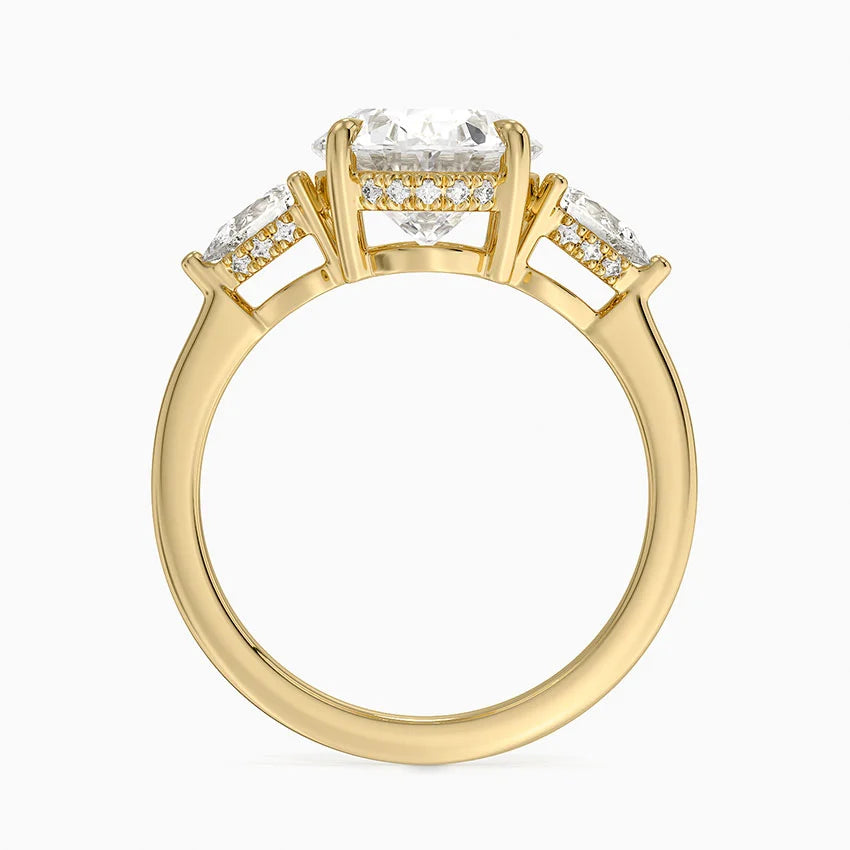 3.50 Oval Kesim Hidden Halo Tasarım Tektaş Laboratuvar Pırlanta Yüzük - Nilora