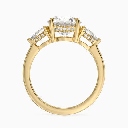 3.50 Oval Kesim Hidden Halo Tasarım Tektaş Laboratuvar Pırlanta Yüzük - Nilora