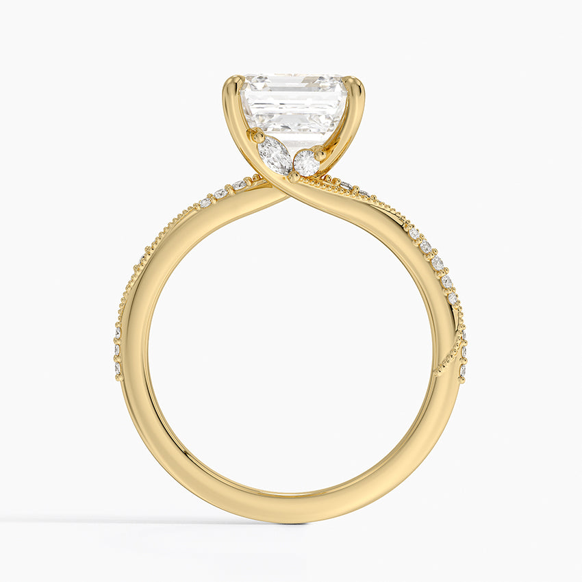 3.25 Karat Asscher Kesim Hidden Halo Tasarım Tektaş Laboratuvar Pırlanta Yüzük 18K  - Melora - Bold Diamonds