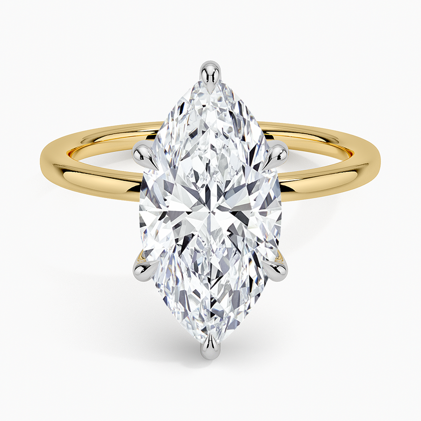 3.10 Karat Marquise Kesim Hidden Halo Tasarım Tektaş Laboratuvar Pırlanta Yüzük 18K  - Elora
