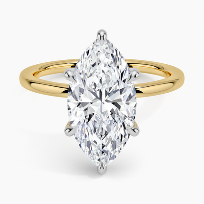 3.10 Karat Marquise Kesim Hidden Halo Tasarım Tektaş Laboratuvar Pırlanta Yüzük 18K  - Elora - Bold Diamonds