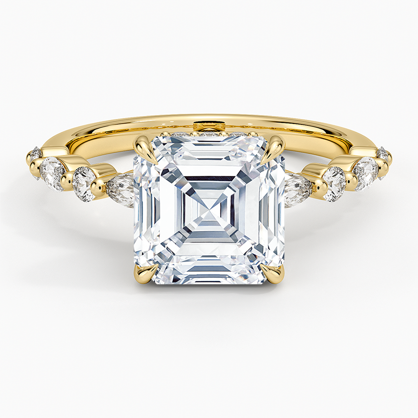 3.50 Karat Asscher Kesim Hidden Halo Tasarım Tektaş Laboratuvar Pırlanta Yüzük - Verona