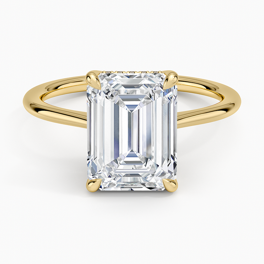 3.10 Karat Emerald Kesim Hidden Halo Tasarım Tektaş Laboratuvar Pırlanta Yüzük - Monaco