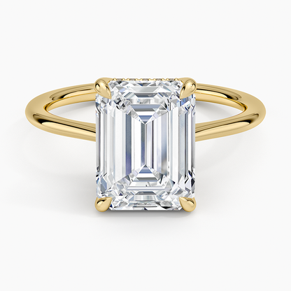 3.10 Emerald Kesim Hidden Halo Tasarım Tektaş Laboratuvar Pırlanta Yüzük - Tilora